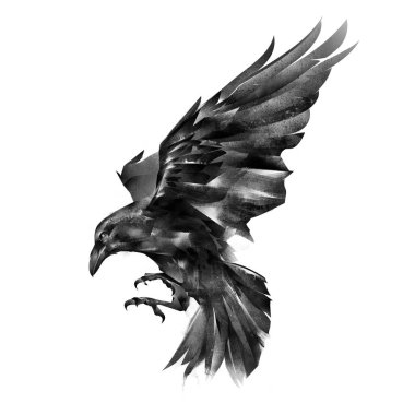 painted raven on a white background clipart