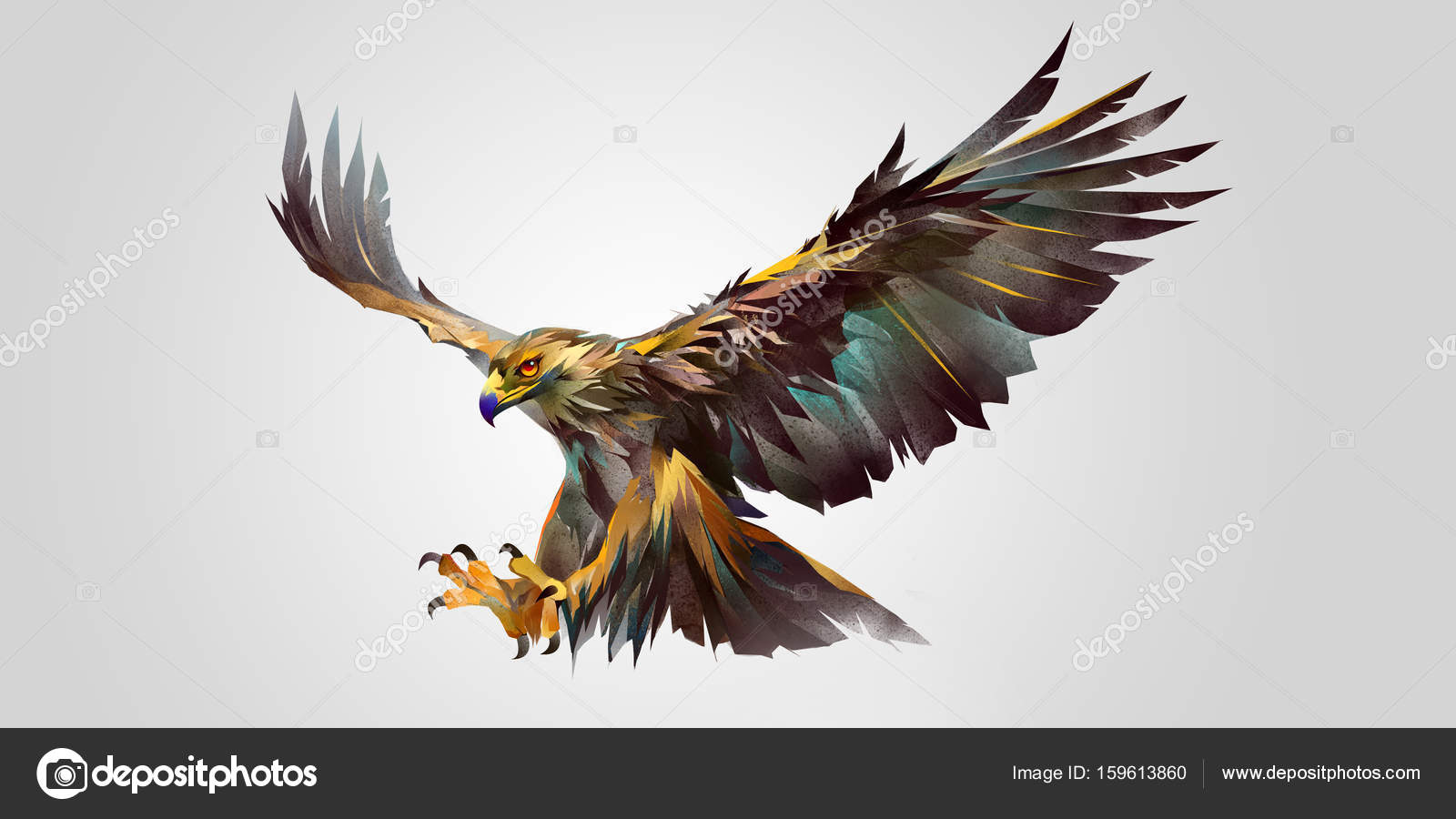 Painted attacking bird eagle — Stock Photo © khius #159613860