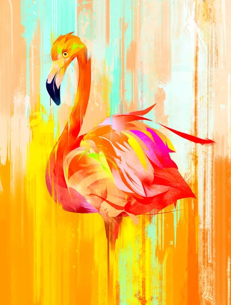 Lackierter heller Flamingo-Vogel an der Seite — Stockfoto