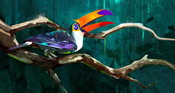 Burung dicat toucan duduk di cabang — Stok Foto