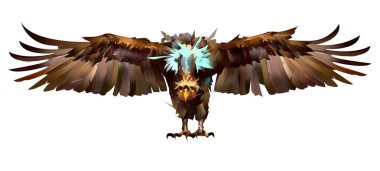 kuş akbaba önünde beyaz arka plan önünde boyalı