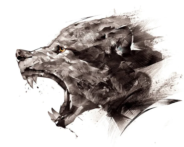 Sketch wolf wolf sideways on a white background — Stock Photo, Image