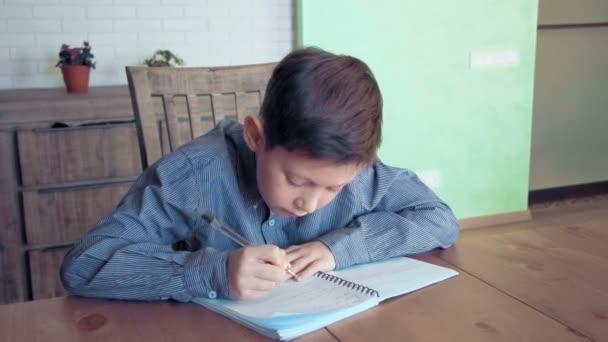Child doing homework at home — Stock Video