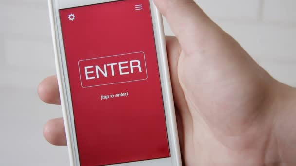 Smartphone kavramı uygulama bağlayın. Adam hareket eden app kullanır. — Stok video