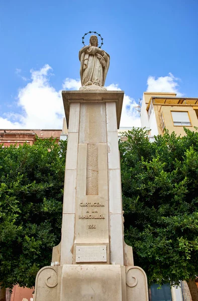 Cartagena, Spain - July 13, 2016: Sculpture to the Immaculate in Place of Risueno. — Stock Photo, Image