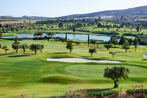 Muhteşem yeşil ve gölet ile golf sahası. Algorfa, Apain.