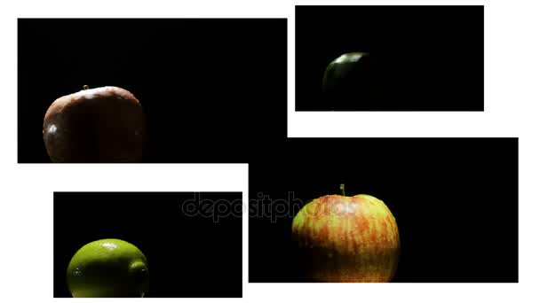 แอปเปิ้ล มะนาว และลูกแพร์ ถูกแยกจากพื้นหลัง — วีดีโอสต็อก