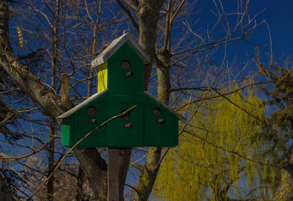 Birdhouse bij City Park Day outdoor — Stockfoto
