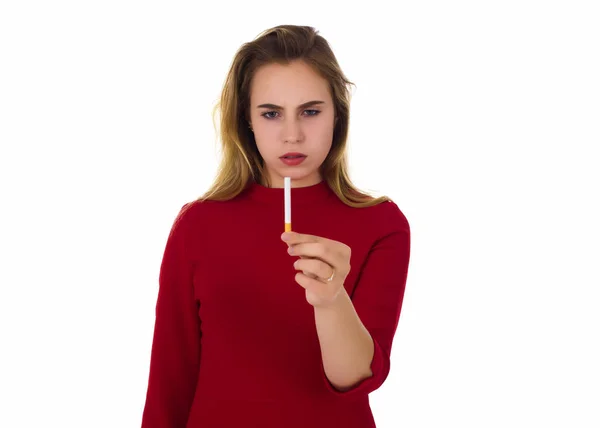 Genç güzel kadın, Sigara durdurmak — Stok fotoğraf