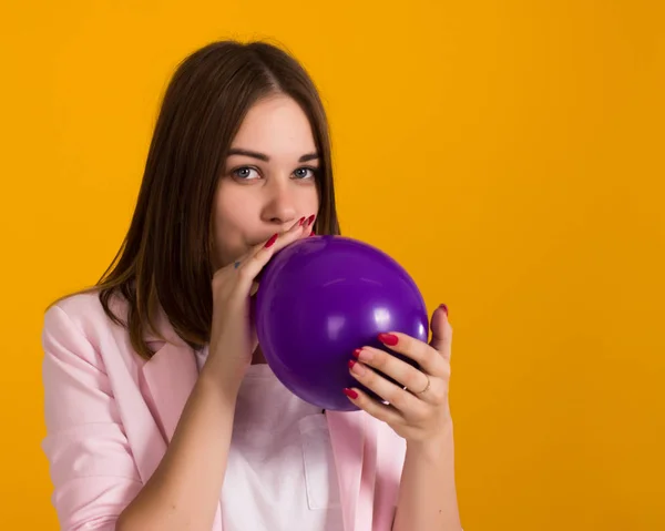 Menina Bonita Nova Com Balão Festa — Fotografia de Stock