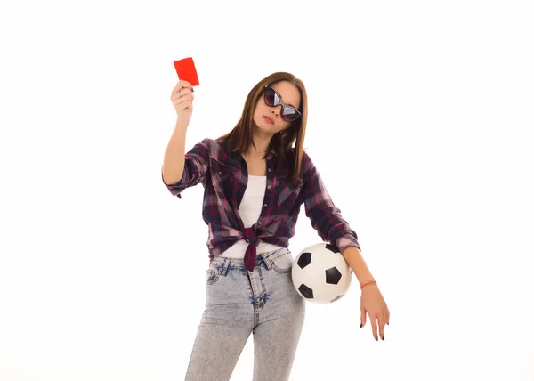 Futbol topu, izole ile genç Şirin kız