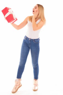 Güzel bir hediye izole, kızla