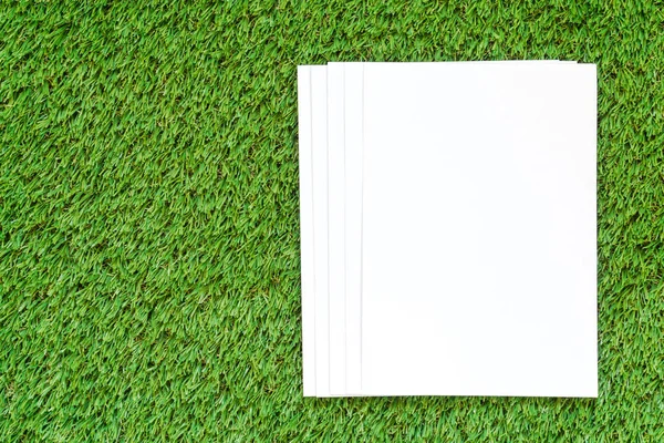 Libro Blanco Blanco Sobre Hierba Verde — Foto de Stock