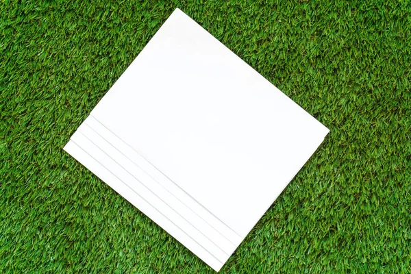 Libro Blanco Blanco Sobre Hierba Verde — Foto de Stock