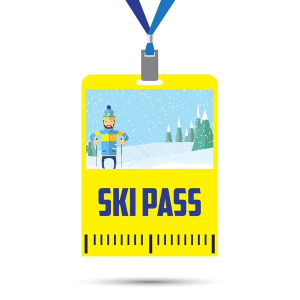 スキーパス barcode.blue リボン付きテンプレート。Ski.flat デザインを持つ男 — ストックベクタ