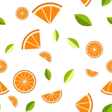 Turuncu, beyaz zemin üzerine limon. Seamless modeli. Vektör çizim.