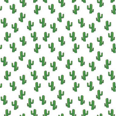 Kaktüs Dikişsiz desen beyaz arka plan üzerinde izole. Meksika seamless modeli.