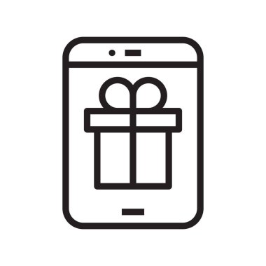 Anahat simgesini telefon kutusu. Satırı simgesi tablet hediye kutusu ile. Vektör çizim