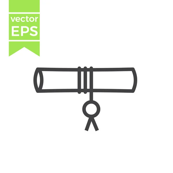 Diplom-Rollenumriss-Symbol. Bildungssymbol beenden. Element der Abschlussfeier. Absolvent-Scroll-Vektor — Stockvektor