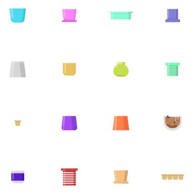 Saksı kümesi. Beyaz arka plan üzerinde izole vektör çizimler.