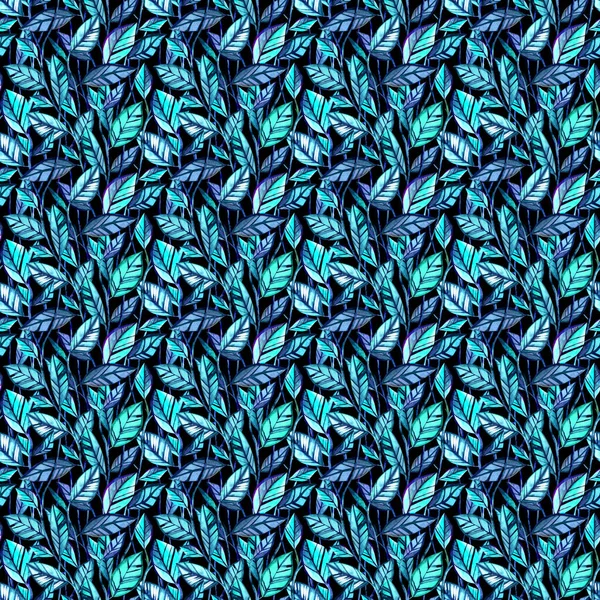 Nahtloses Muster Mit Abstrakten Blättern Handzeichnen Aquarell Stilvolle Illustration Design — Stockfoto
