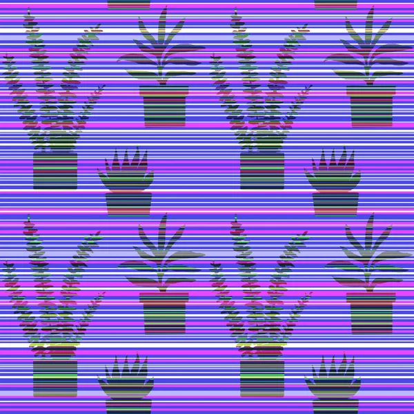Nahtloses Muster Mit Silhouetten Von Zimmerpflanzen Abstrakter Hintergrund Botanische Zusammensetzung — Stockfoto