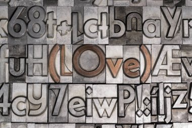 Love created with movable type printing clipart