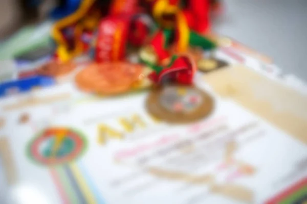 Conjunto Medallas Diplomas Fondo Indistinto — Foto de Stock