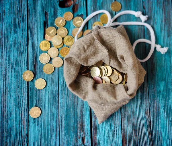 Saco cheio de moedas — Fotografia de Stock