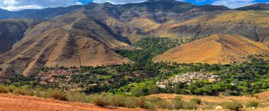 three villages located in a mountain valley in the high Atlas Mountains, Morocco clipart