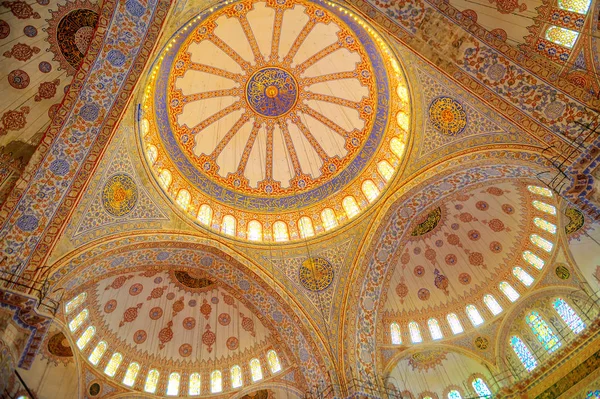 Moschea Blu Istanbul Molta Luce Del Sole Penetra Attraverso Finestre — Foto Stock