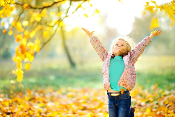 Jong meisje in het herfstpark — Stockfoto