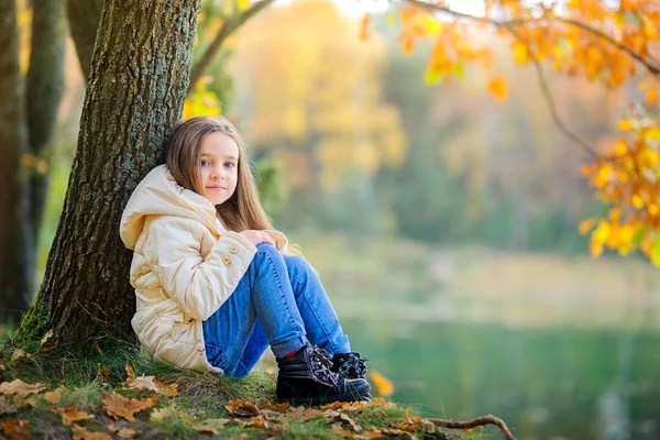 Menina em um belo parque de outono — Fotografia de Stock