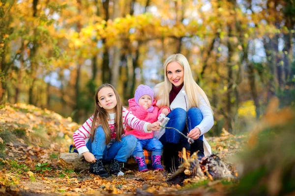 Familjen utomhus i en vacker park — Stockfoto