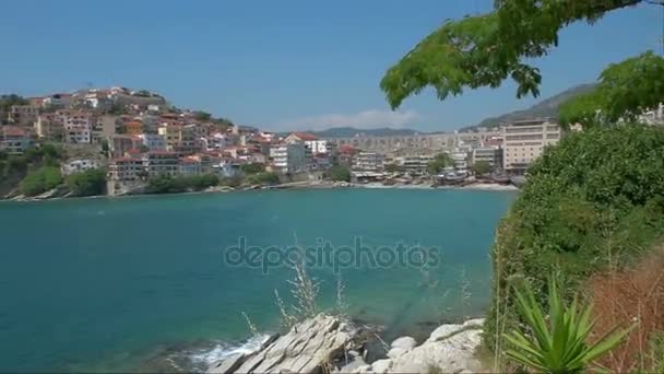 Cidade Velha Está Localizada Uma Península Mar Egeu Acima Cidade — Vídeo de Stock