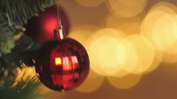 Weihnachten Und Neujahr Dekoration Auf Verschwommenem Urlaub Bokeh Hintergrund Festliche — Stockvideo