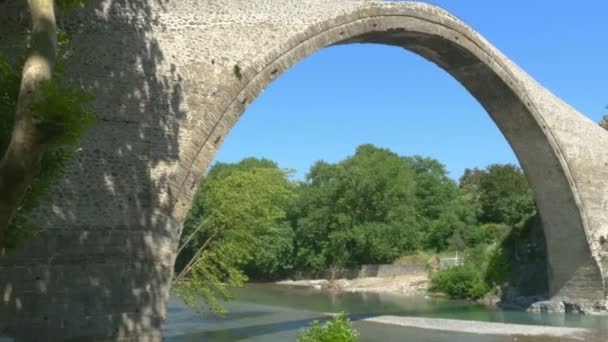 Klidónia Régi Kőhídja Görögország Kulturális Értéke Középkori Híd — Stock videók