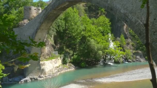 Klidonias Gamla Stenbro Greklands Kulturella Värde Medeltida Bro — Stockvideo