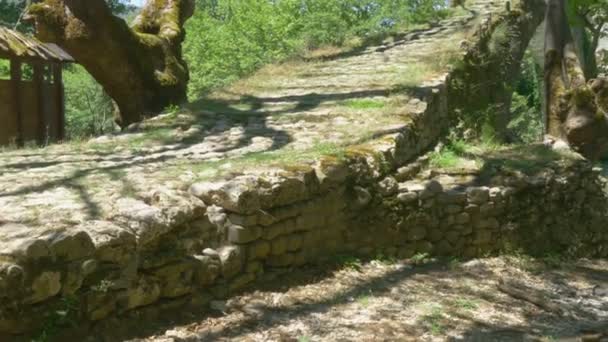 Старый Каменный Мост Клидонии Культурная Ценность Греции Средневековый Мост — стоковое видео