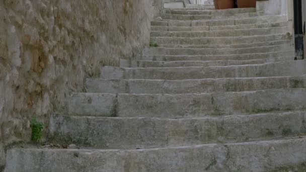 Panorama Einer Straße Einer Kleinen Italienischen Stadt Mittelalterliche Architektur Gemütliche — Stockvideo