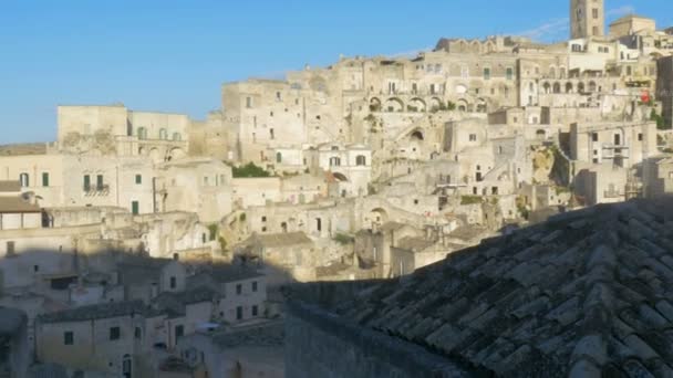 Vista Dos Edifícios Históricos Cidade Medieval Matera Cidades Históricas Itália — Vídeo de Stock