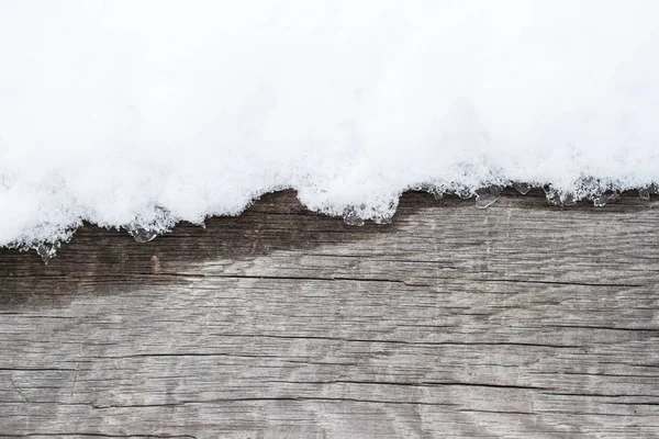 Textura Madera Con Nieve —  Fotos de Stock