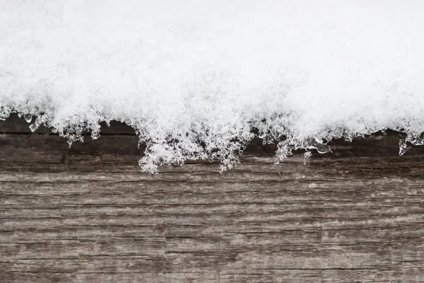 Textura Madera Con Nieve —  Fotos de Stock