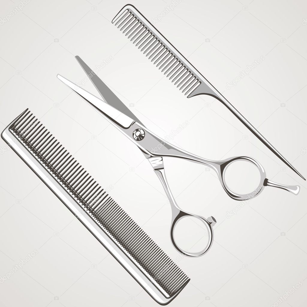 hairdressing salon, scissors, comb