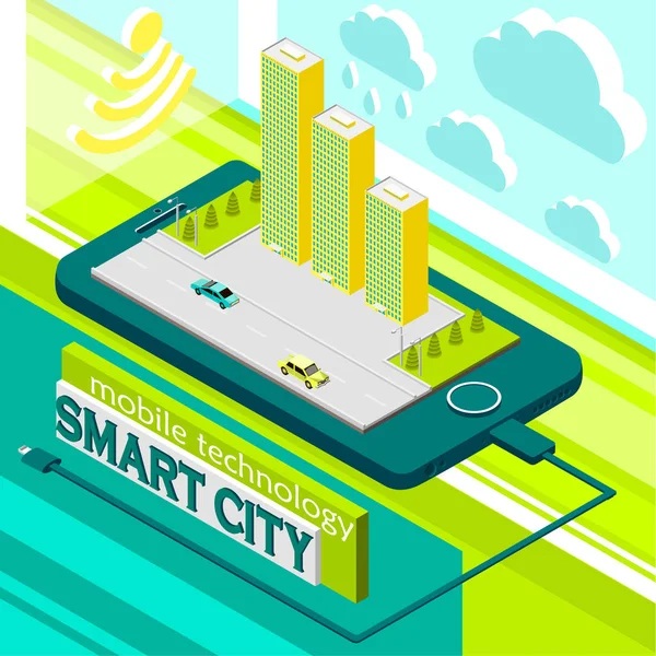 Mobile Technologie Smart City — Stockvektor