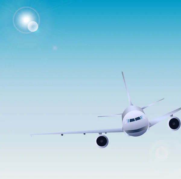 Vol de l'avion dans le ciel . — Image vectorielle