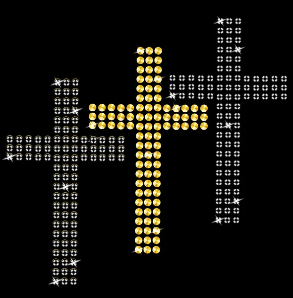 Siyah arka plan üzerinde haçlar kümesi.