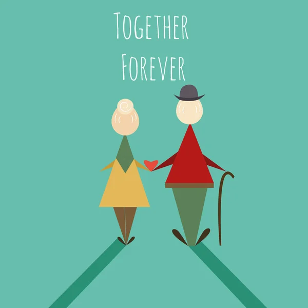 Yaşlı çift ayakta, bel tutun birlikte ve günbatımı için arıyorum. Arkadan Görünüm. Sevgi ve birlikte çaresine. 