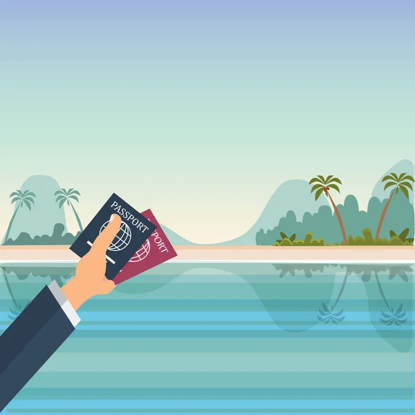 El Holdingtravel belge sahil. Düz vektör çizim