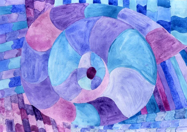 在蓝色的水彩鹦鹉螺毕加索。海主题水彩画 — 图库照片